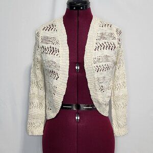 Cloud Chaser Cream Crochet Cover Up Shrug - Size S